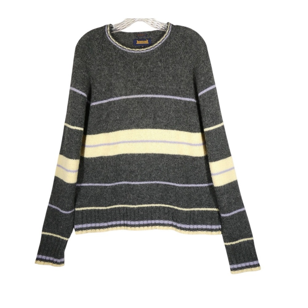 Vintage Brassrail Shetland Wool blend Sweater Striped Men's XL Chunky